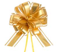 10Pcs Bow Gift Wrapping Ribbon, 6 Inches Large Pull Bows, Matte Gold Bouquets Bows, Ribbon Bows for Wedding Christmas Birthday Party Gift Baskets Valentine's Day Flower Gift Boxes Decoration (Gold)