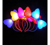 10Pcs Bowknot Headband LED Light Up Flashing Hairbands Blinking LED Glow Costume Headbands Hair Band Women Girls Glowing Bow Hairband Hair Hoop Christmas Hair Accessories Glow Party Supplies