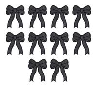 10pcs Bowknot Iron On Patches, Glitter Embroidered Decorative Cheer Bow Applique for DIY Jackets Jeans Hats Backpacks & Clothing Clothes Large Cute Bow Sew On Patches (Black)