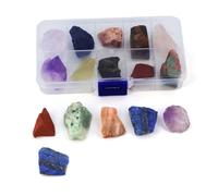 10pcs/Box Random Natural Raw Stone Set Crystal Carved Skull Round Beads Chakra Heart Shape Apple Pendant Gift,Raw Stones