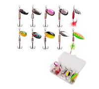 10pcs Boxed Rotating Spoon Kit Lure Fishing Lures Artificial Baits Metal Fish Hooks Bass Trout Perch Pike Rotating Sequins For Fishings Enthusiasts(Style 03)