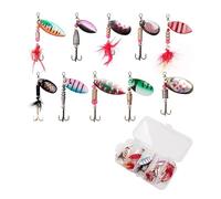 10pcs Boxed Rotating Spoon Kit Lure Fishing Lures Artificial Baits Metal Fish Hooks Bass Trout Perch Pike Rotating Sequins For Fishings Enthusiasts(Style 02)