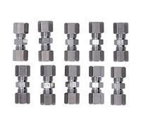 10Pcs Brake Line Connector, Chrome Plated Copper Brake Pipe Fitting for 4.75mm Dia Tube, Metal Union Connector with Anti Coating for Automotive Brake Systems