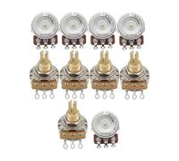 10PCS Brass 24-Tooth Long Split Shaft Guitar Potentiometers Pots 500K Audio/Linear Taper for Guitar Bass(10pcs B500K)