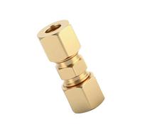 10Pcs Brass Compression Couplings Brass Straight Coupling Adapter for Copper Aluminum and Tubing Triple Union Fitting