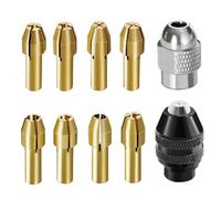 10PCS Brass Drill Chuck Set for Rotary Tools, 0.8-3.2mm Drill Collet with Rotating Nut, Compatible with 4485 4486 Flexible Shaft Accessories