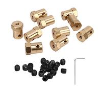 10Pcs Brass Motor Flexible Coupling, Hex Coupler Connector for RC Car Wheels Tires Shaft, 3mm ID with Set Screws and Wrench, Compatible with DC Motors and Robotics