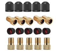 10Pcs Brass Presta Valve Adaptor, Convert Presta to Schrader Adapter for Bike, Brass Adapter Converter Bicycle Valve, Inflate Tire Using Standard Pump or Air Compressor