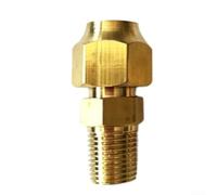10pcs Brass Two-Way Joint Connector for HVAC Lines(1 * 2 B With nut)