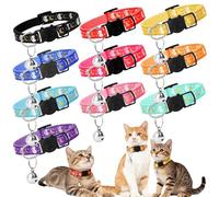 10PCS Breakaway Cat Collars with Bell, Glow in The Dark Adjustable Kitten Collars with Star Moon Pendant, 10 Color Cute Kitty Collars for Girl Boy Cats Pet Accessories