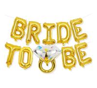 10Pcs Bride to Be Decor, Cream White Bride Balloons, Engagement Party Kits, Hen Party Decor with Balloons Banner ＆ Engagement Diamond Ring Balloon for Wedding Photo Booth Party Decorations