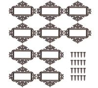 10Pcs Bronze Label Holders Antique Label Frame Metal Label Business Card Frame Drawer Cabinet Card Holder Tag for Drawers Filing Cabinets (Type A, 55x43mm)