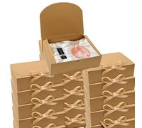 10pcs Brown Gift Boxes For Presents, 16.5x16.5x5cm Large Wedding Bridesmaid Proposal Gift Box With Lid And Gold Ribbon, Kraft Parcel Cardboard Boxes For Posting Packaging Birthday Christmas Party