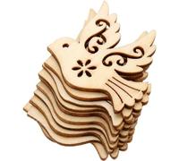 10Pcs Brown Wooden Peace Dove Ornaments Crafts Home Christmas Tree Hanging Decorations Decorative Hanging Ornaments DIY Peace Dove Bird Craft Gift
