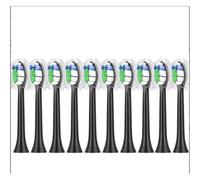 10PCS Brush Heads Compatible for Philips H X3/6/8/9 Series Electric Toothbrush Vacuum Sealed Packaged Replacement Toothbrushes Heads(10PCS-W2-black)