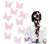 10pcs Butterfly pink mini Hair Clips -1.96inch Wide Double Embroidery Lace Handmade Wedding Hair Clips for Women and Girls