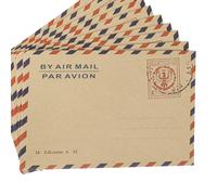 10Pcs C6 Vintage Airmail Envelopes, 162x110mm Kraft Paper Envelopes with Retro Postmark Pattern, Gummed Closure for Greeting Cards Invitations Letters Postcards