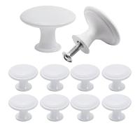 10Pcs Cabinet Door Knobs Vintage Round White Cabinet Knobs Zinc Alloy & Iron Cupboard Pulls for Kitchen Bedroom Bathroom Drawer