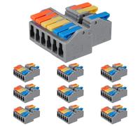 10pcs Cable Splitter Box, 250V 32A Insulated Cable Splitter No-Break Connector, Quick Connection Electrical Wire Terminal, Compact Wiring Converter (3-in 6-Out)