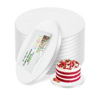 10PCS Cake Board 12 Inch Round, 12mm (1/2") Thick Cake Drum Set, Sturdy Cardboard Base for Heavy Tiered Cakes, Wedding & Party Desserts, Food Grade for Baking & Decorations, Greaseproof, White