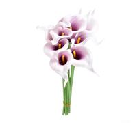 10pcs Calla Lily Artificial Flowers Perfect for Creating Beautiful Arrangements at Home and Events, 34cm (purple on white)