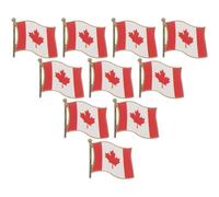 10pcs Canada Flag Lapel Pin Alloy Metal Patriotic Badge | Sturdy Secure Fastening with Vibrant Polished Metal Finish, for Commemorative Events and Uniforms