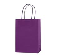 10pcs Candy Colorful Kraft Paper Gift Bag Wedding Party Decoration Gift Shopping Bags DIY Bag For Wedding(Dark Purple,15x8x21cm)