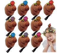 10Pcs Capybara Hair Clip with Rose Flower on Head Cute Iron Hair Clips for Women, Girls & Animal Lover, Great Gifts, Random Color