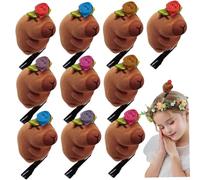 10Pcs Capybara Hair Clip with Rose Flower on Head Cute Iron Hair Clips for Women, Girls & Animal Lover, Great Gifts, Random Color