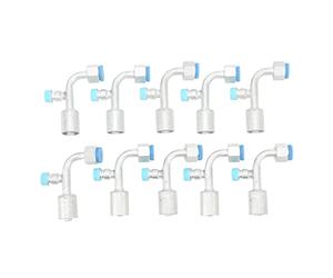 10PCS Car AC Hose Connector, Aluminum Air Conditioning Pipe Fitting, 90° Angled AC Hose Adapter Set for Cars Trucks Engineering Vehicles AC Modification (10.5mm/0.41in 11.5mm/0.45in)