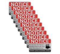 10PCS Car Camera Audio Video Recording Window Vinyl Stickers Video Surveillance Sign in Car Camera Recording Sticker for Van Truck Taxi Maxi Cab Bus Coach Drivers Security Sign Self-Adhesive