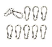 10PCS Carabiner Clip 304 Stainless Steel Heavy Duty Spring Snap Hook M4 1.57 Inch Small Keychain for Keys Swing Set Camping Fishing Hammock