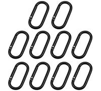 10Pcs Carabiner Clips Heavy Duty Snap Hooks Aluminium Alloy Keychain Hook Spring Loaded climbing Clip Oval Ring Carabiner for Traveling Fishing Camping Hiking Black