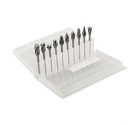 10pcs Carbide Burr Kit for Rotary Tools, Single Design for Aluminum and Soft Metal Carving with Storage Case