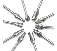 10PCS Carbide Double Cut Carving Burr Bits, Tungsten Carbide Rotary Burr Set for Dremel, With 1/8” Shank Rotary Tool Accessories for Professional Metal Engraving, Wood Carving