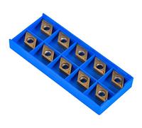 10pcs Carbide Insert Cutters for Stainless Steel Lathe Milling External Threading Tool, Diamond Shape DCMT11T304-HM with Case, Precision Cutting Tool for CNC Machine