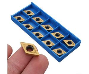 10pcs Carbide Inserts, DCMT32.51 Carbide Inserts CNC Lathe Cutting Tool DCMT11T308 Turning Blades with Storage Box