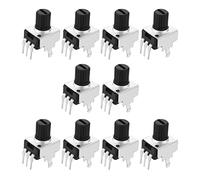 10pcs Carbon Film Potentiometer 5K Ohm Variable Resistors Single Turn Rotary knurled Shaft 7mm Shaft 3Pins Potentiometer Component