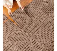 10pcs Carpet Tiles 30x30 cm, EAGWELL Carpet Floor Tiles for Commercial Retail, Office, Home, Kitchen, Bedroom, Living Room, Bathroom (Brown)