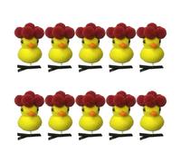 10Pcs Cartoon Yellow Duck Hair Clip With Flower Designs For Kids Teens And Women Plush Hairpin Accesories