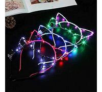 10Pcs Cat Ear Headband,LED Light Up Flashing Glow Hairbands,Women Girls Costume Headband Blinking LED Glow Hair Band Ornaments for Night Clubs, Event Favors,Concert Party,Halloween,Christmas,Wedding