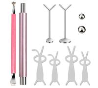 10Pcs Cat Eye Magnet, Strong Nail Magnet with Cat Eye Nail Magnet Beads and Nail Magnet Guides, Double-Side Flower Design Nail Magnetic Pen, Y-Shaped Guide Sticks for Salon Extension Professional