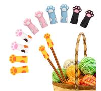 10pcs Cat Paw Knitting Needle Stoppers, Silicone Knitting Needle Point Protector Covers Cute Knitting Needle Tip Caps Stitch Plugs for Larger Size Knitting Needle (5 Colors)