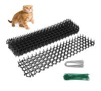 10Pcs Cat Scat Mat with Spikes 49 * 14 * 2.7cm Animal Spikes Repellent Plant Protection Net with 12Pcs Garden U Shape Pegs and 30 Twist Ties for Outdoor Garden Fence Protector