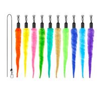 10PCS Cat Worm Toy for Cats, Cat Wand Toy Accessories, Cat Feather Toy Attachments Replacements, and 1PC Black String for Cat Fishing Pole Toy, Assorted Worm Cat Toy Teaser for Indoor Cats Kitten