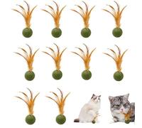 10Pcs Catnip Feather Balls, Catnip Ball Toys For Cats, Catnip Edible Balls, Magic Cat Play Balls, Cat Treats Lick-e-licks, Cat Lick Chew Toy, Catnip Cat Teeth Cleaning Treats For Relieve Cat Bad Mood
