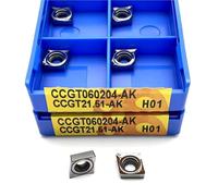 10PCS CCGT060202 CCGT060204 CCGT060208 Style Carbide Turning Insert for Aluminum and Non Ferrous Metal Cutter with Sharp Positive Rake(CCGT060204-AK H01)
