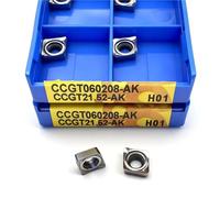 10PCS CCGT060202 CCGT060204 CCGT060208 Style Carbide Turning Insert for Aluminum and Non Ferrous Metal Cutter with Sharp Positive Rake(CCGT060208-AK H01)