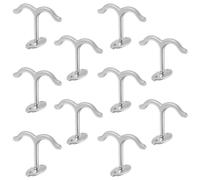 10pcs Ceiling Hook Silver Zinc Alloy Double Prong for Garage Storage | Corrosion Resistant, Scratch Resistant, Flat Base with Dual Screw Holes, for Closets and Mugs