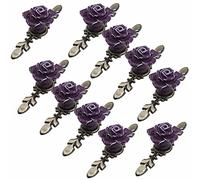 10Pcs Ceramic Cabinet Knobs, Diameter 41mm Rose Flower with Bronze Plate,Modern Hardware Materials(Red,170mm)(Purple,118mm)